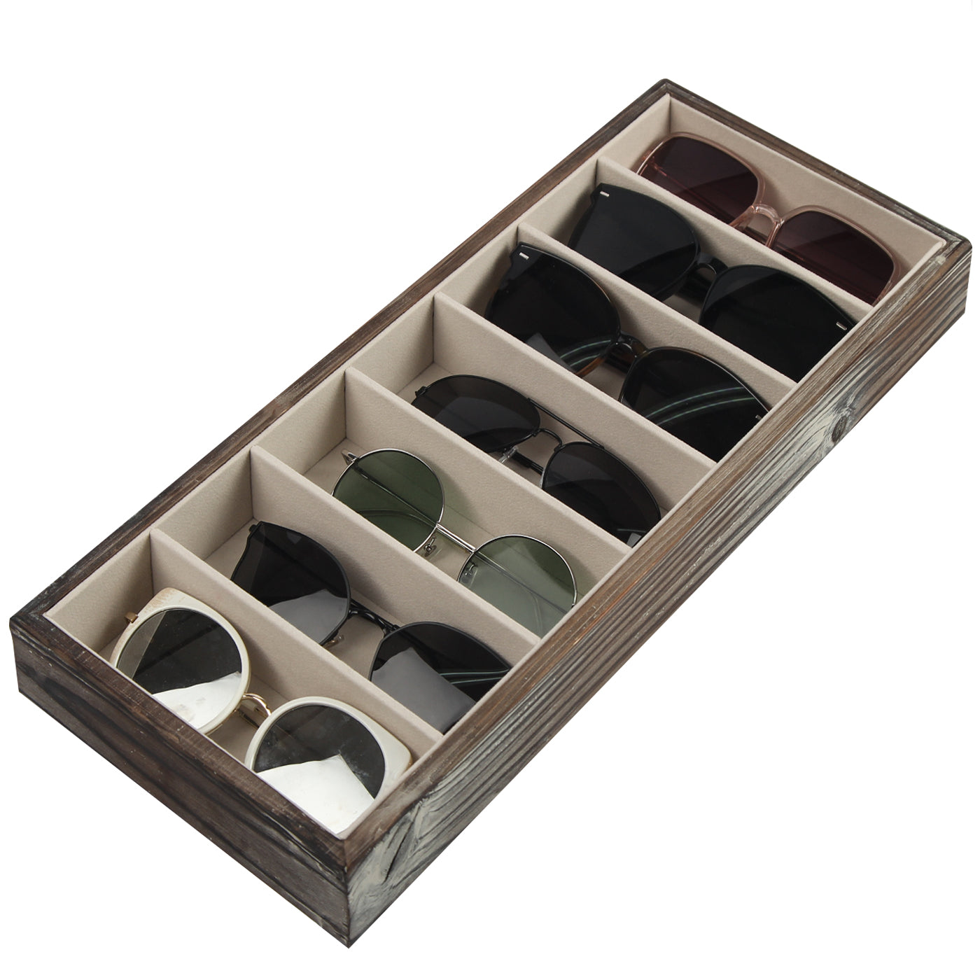 Jackcube Design Porta Occhiali Legno 7 Scomparti Effetto Rustico