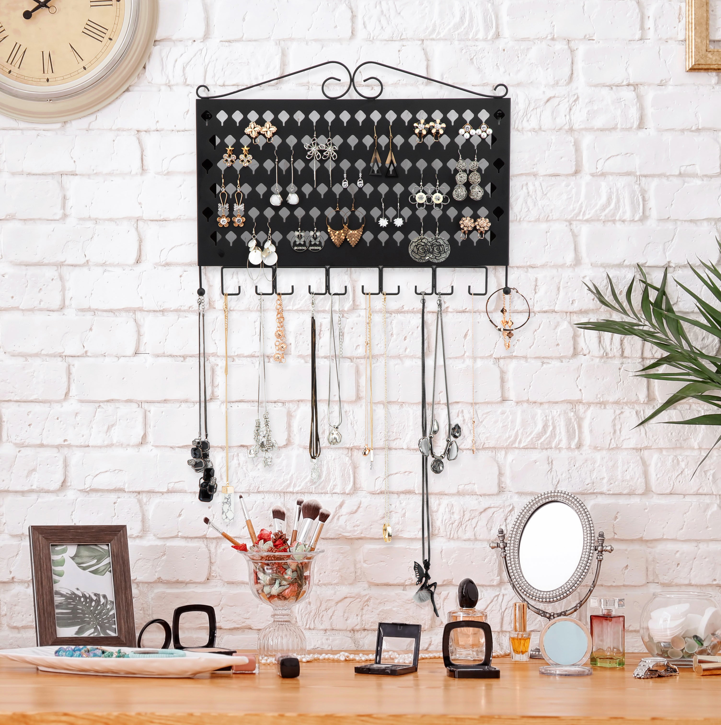Jackcube Makeup Portagioie Parete Nero 117 Fori 12 Ganci
