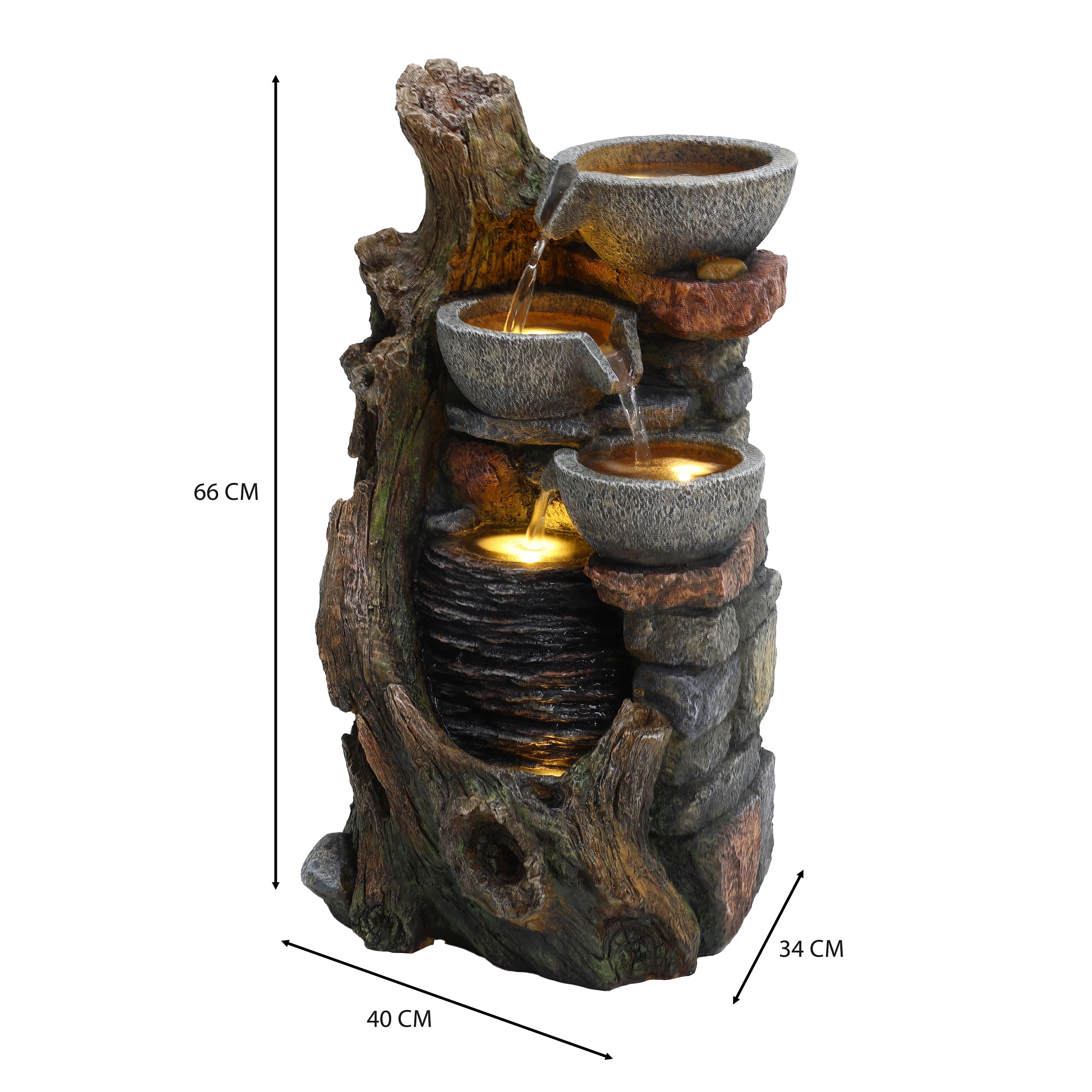 Q-Rax Rustic Brook Fontana Giardino Elettrica Cascata LED Pietra