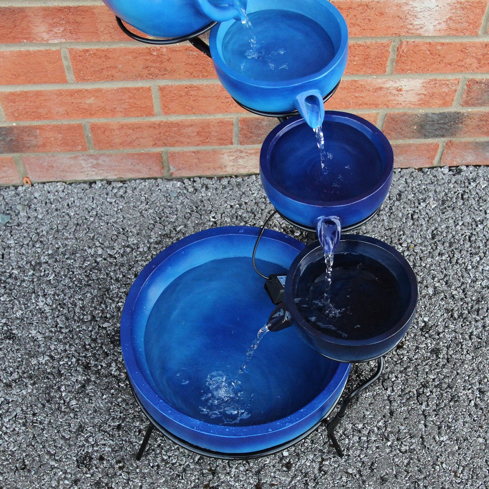 Q-Rax Accessori Casa Fontana Solare a Cascata Blu 56cm