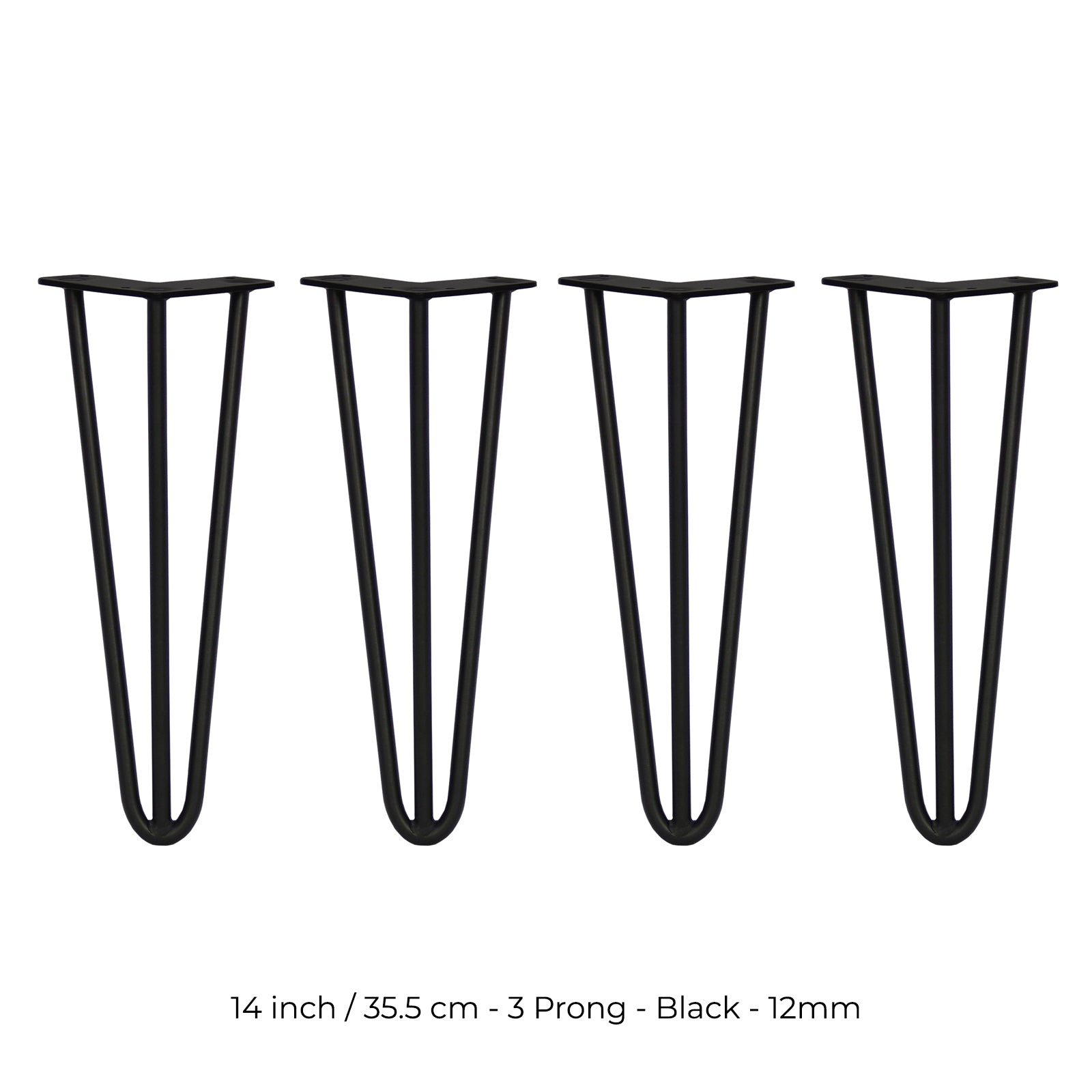 Q-Rax Gambe Tavolo Forcina Nere 35,5 cm 12 mm 4 Pezzi