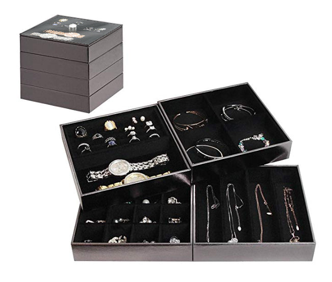 Jackcube Jewelry Set 4 Vassoio Portagioie Coperchio Acrilico