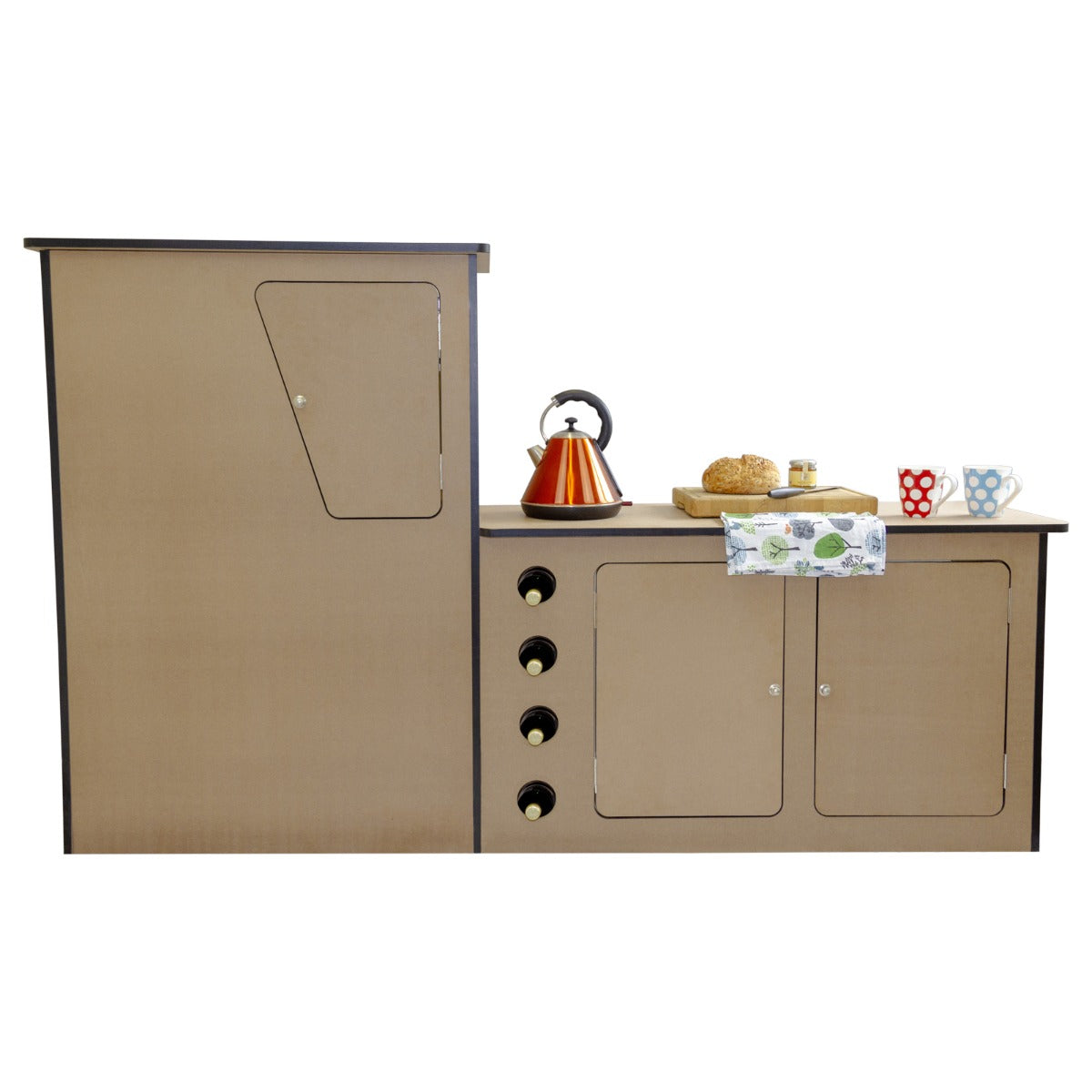 Q-Rax Credenza Camper MDF Sinistra 1145 mm con Portabottiglie