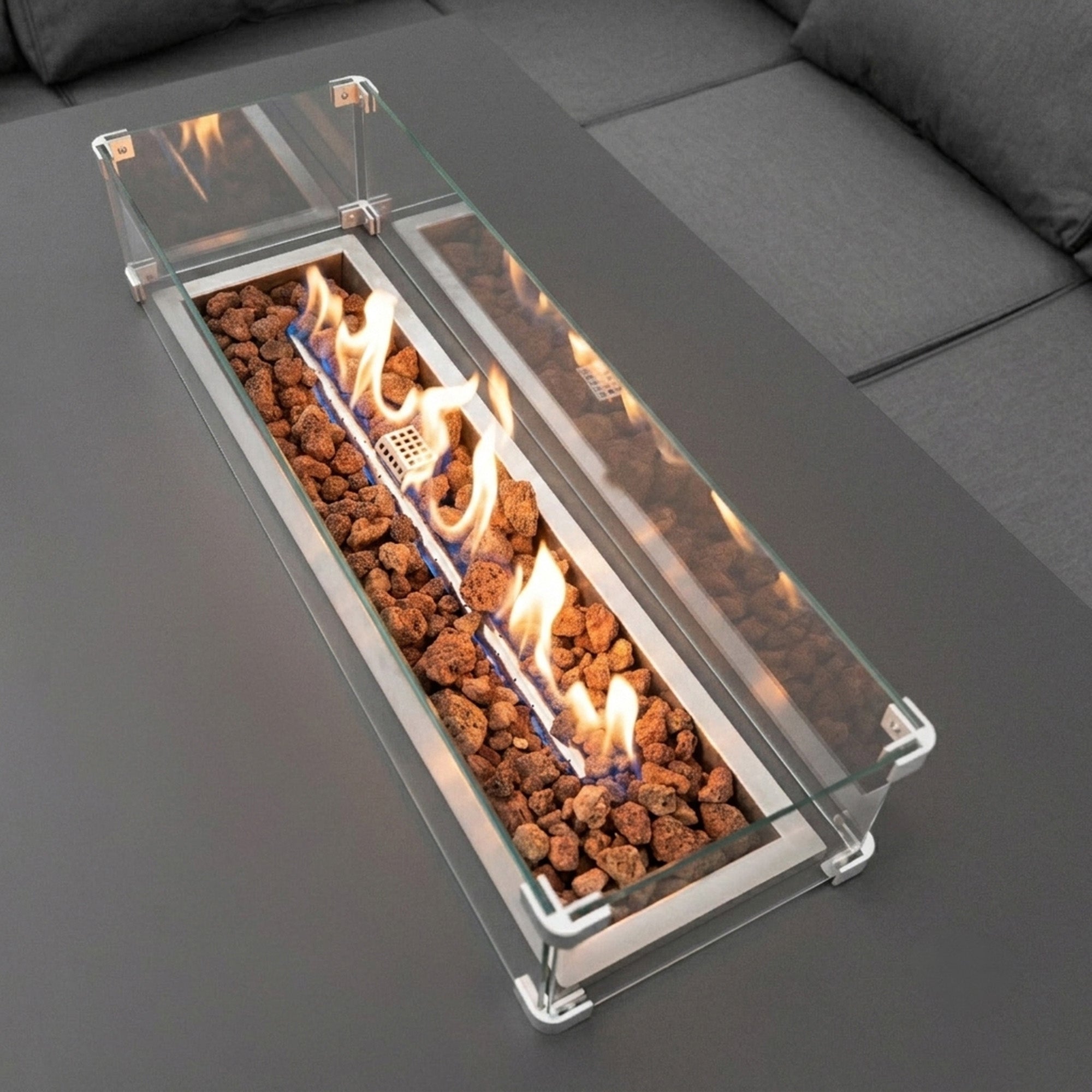 Q-Rax Set Mobili Giardino 7 Posti Alluminio con Fire Pit