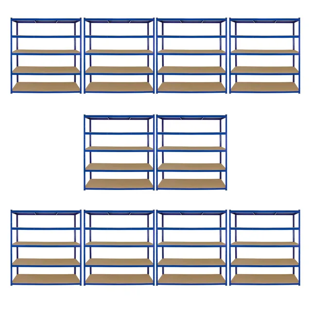 Q-Rax T-Rax 10 Scaffali Acciaio Blu 160cm Senza Bulloni 265kg