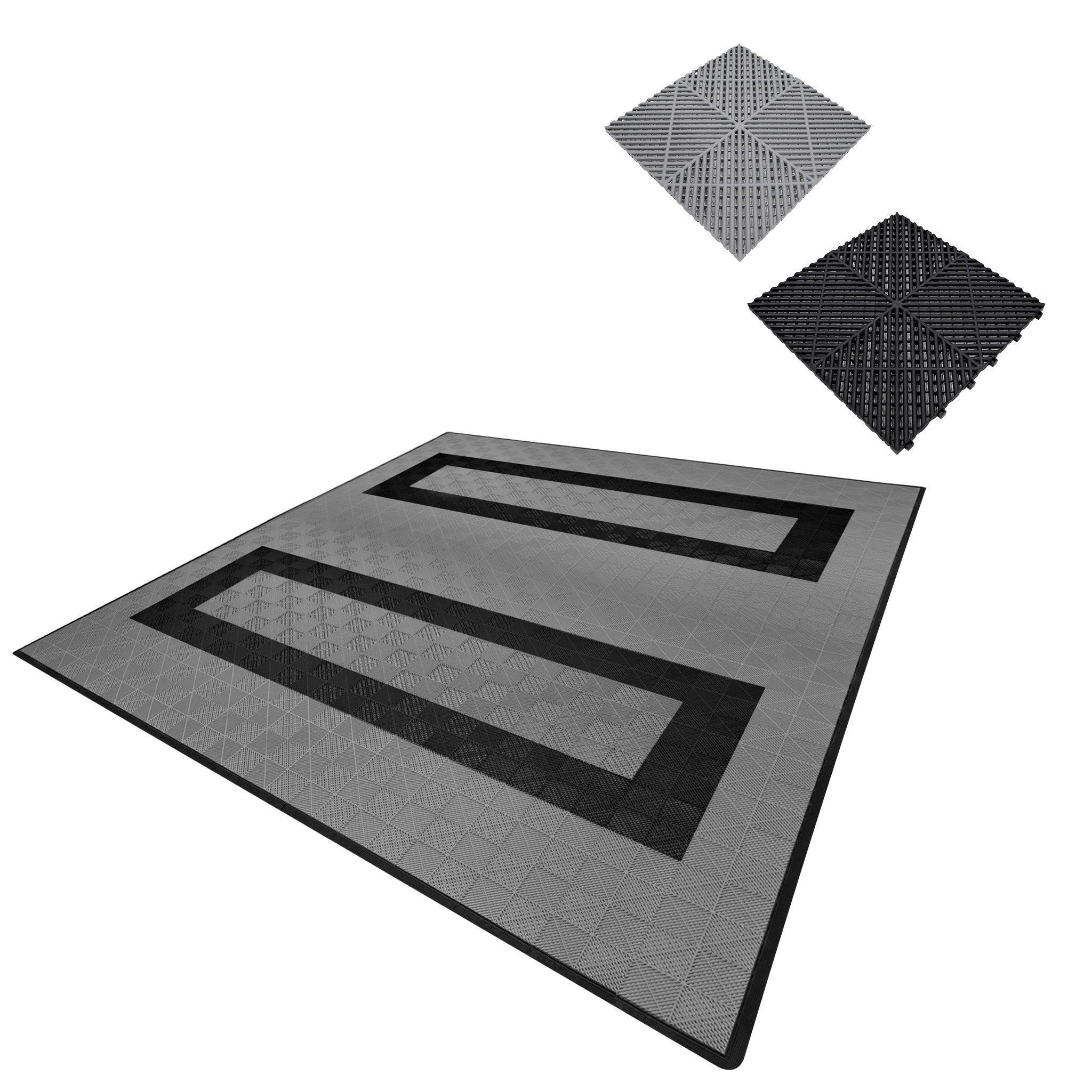 Q-Rax Piastrelle Ventilate pavimento garage 6x6m 165 grigie 60 nere