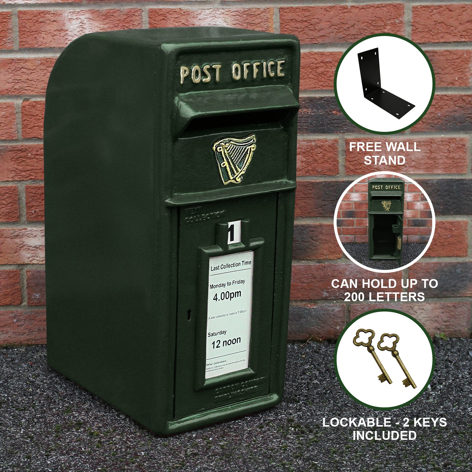 Q-Rax Accessori cassetta postale britannica verde ghisa