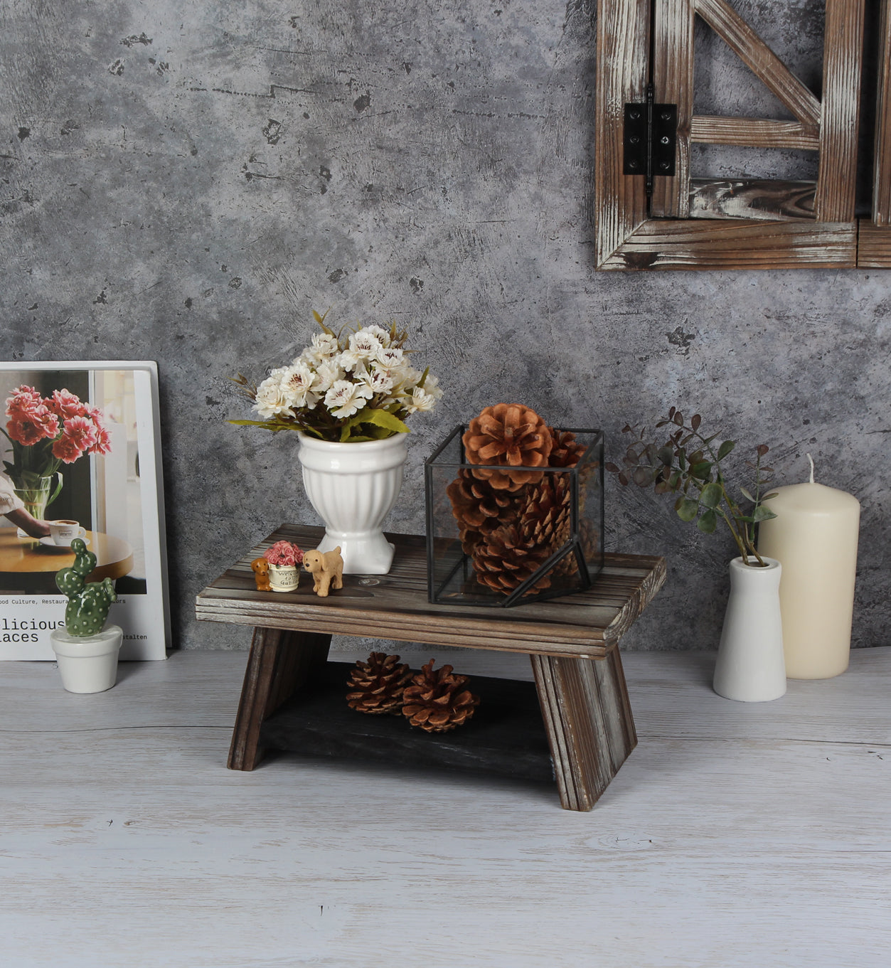 Jackcube Design Display alzata legno 2 piani rustica