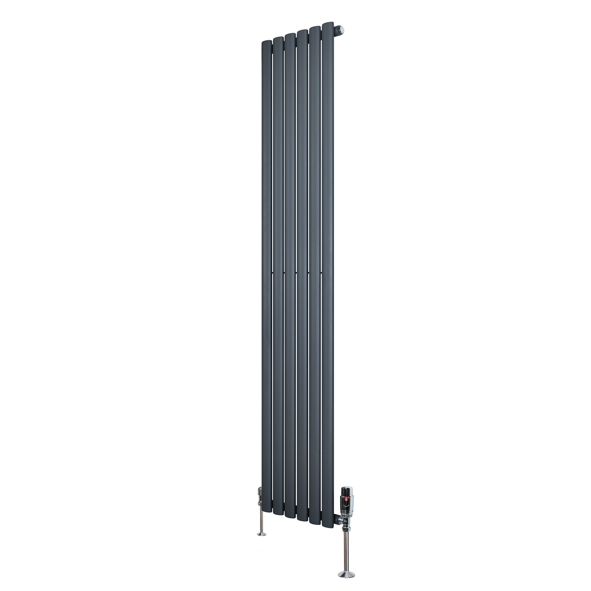 Q-Rax Radiatore Ovale Verticale 1800x360 mm Antracite Valvole