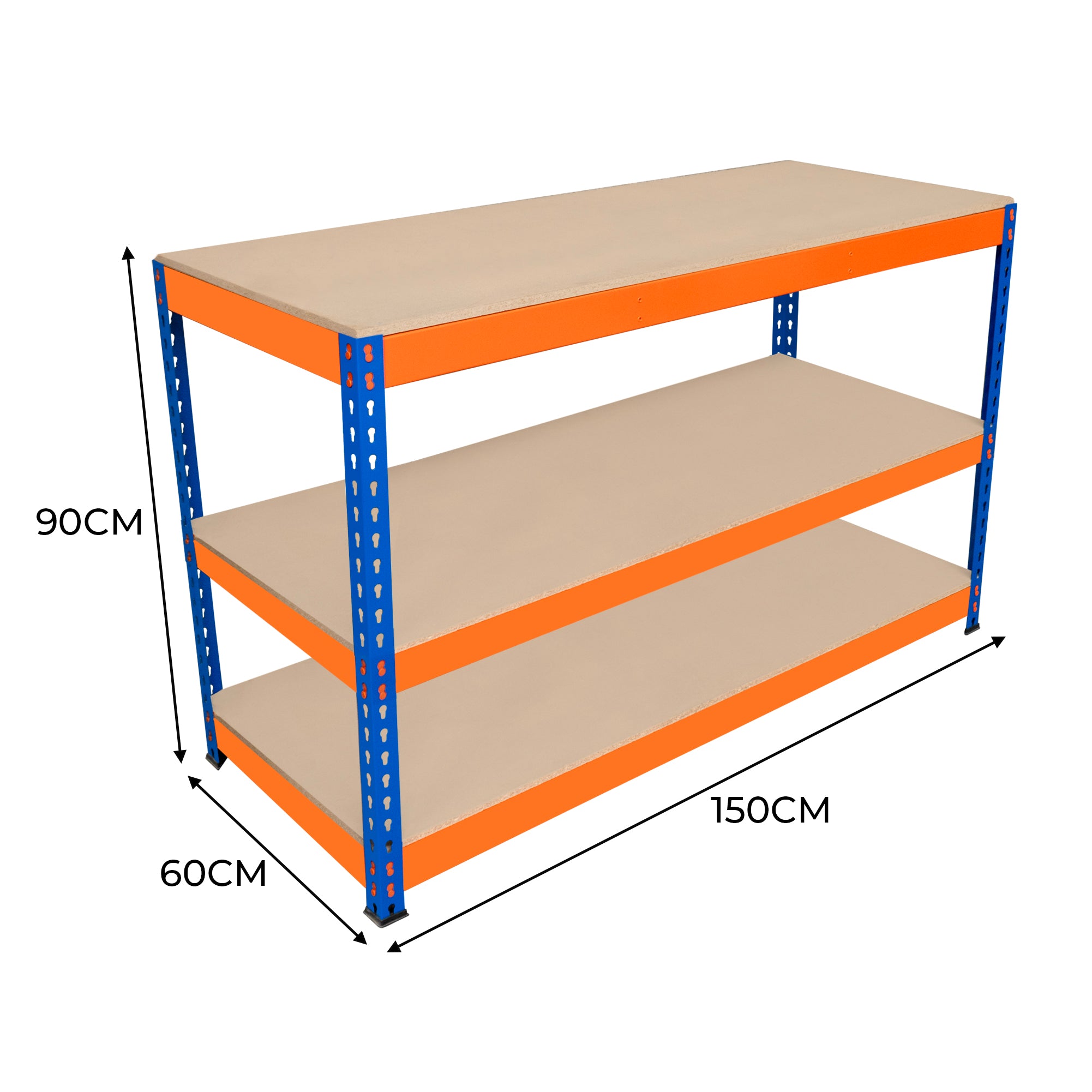 Q-Rax S-Rax 150x60x90 Banco Lavoro 3 Ripiani 300 kg