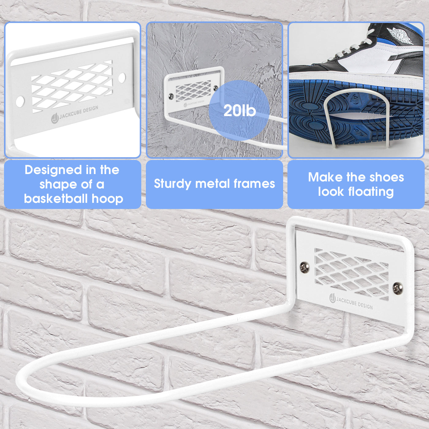 Jackcube Design Living Room Set 6 Mensole Scarpe Metallo Bianco Parete