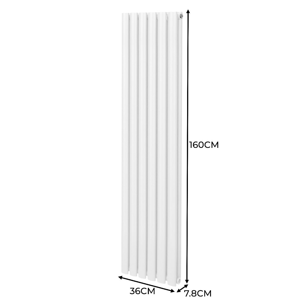 Q-Rax Radiatore Colonna Ovale 1600x360mm Bianco con Valvole