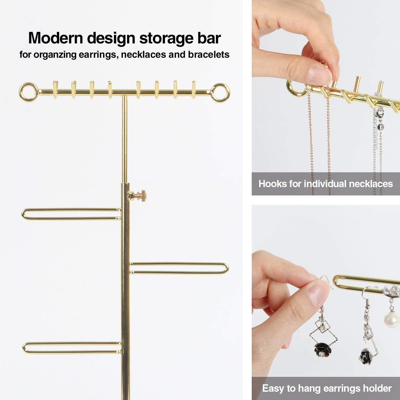 Jackcube Design Makeup & Jewelry albero gioielli oro con vassoio legno