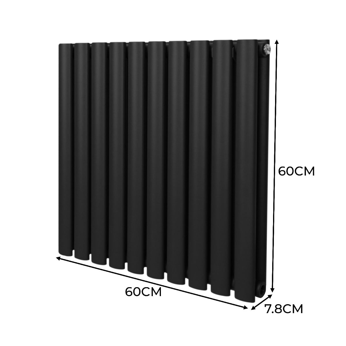 Q-Rax Ovale 600x600 mm Termosifone Colonna Nero Acciaio
