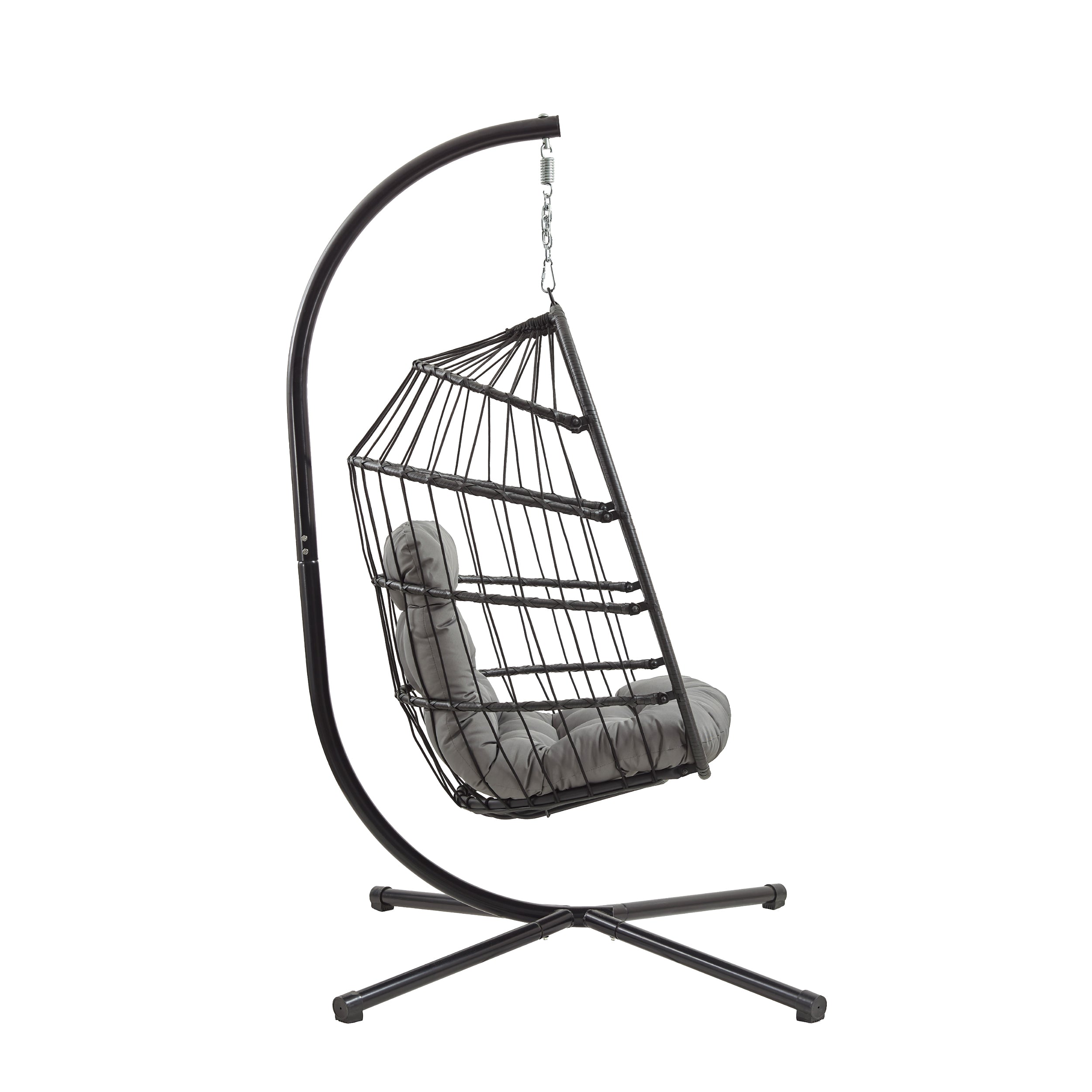 Q-Rax Poltrona Sospesa Uovo Rattan Nero con Struttura 150kg