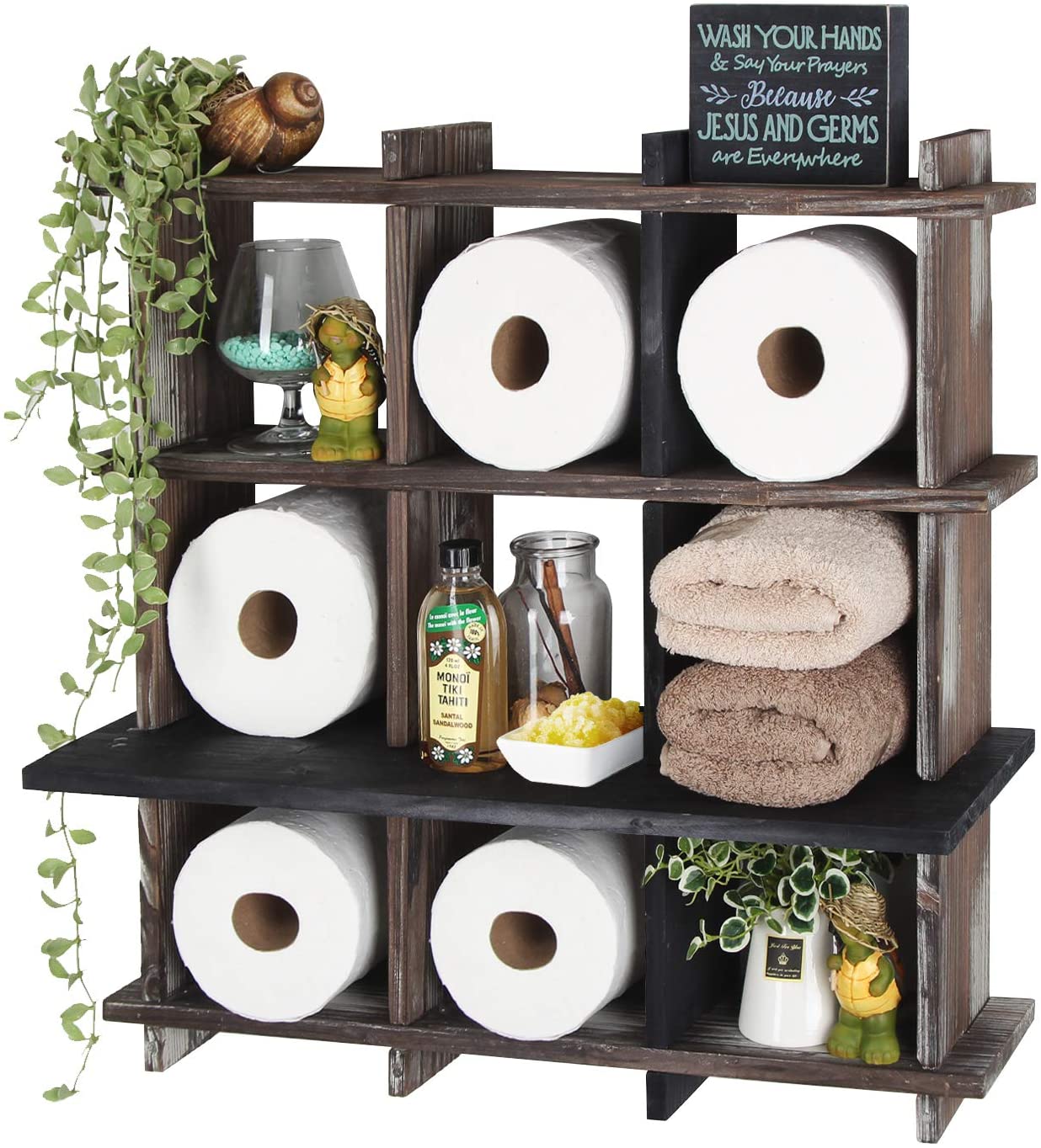 Jackcube Design Bathroom Mensola Bagno Legno 9 Scomparti