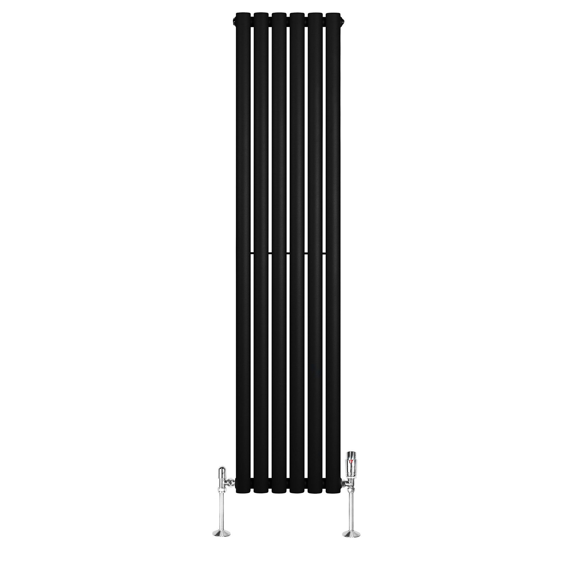 Q-Rax Radiatori Tradizionali Ovale 1600x360 radiatore nero con valvole