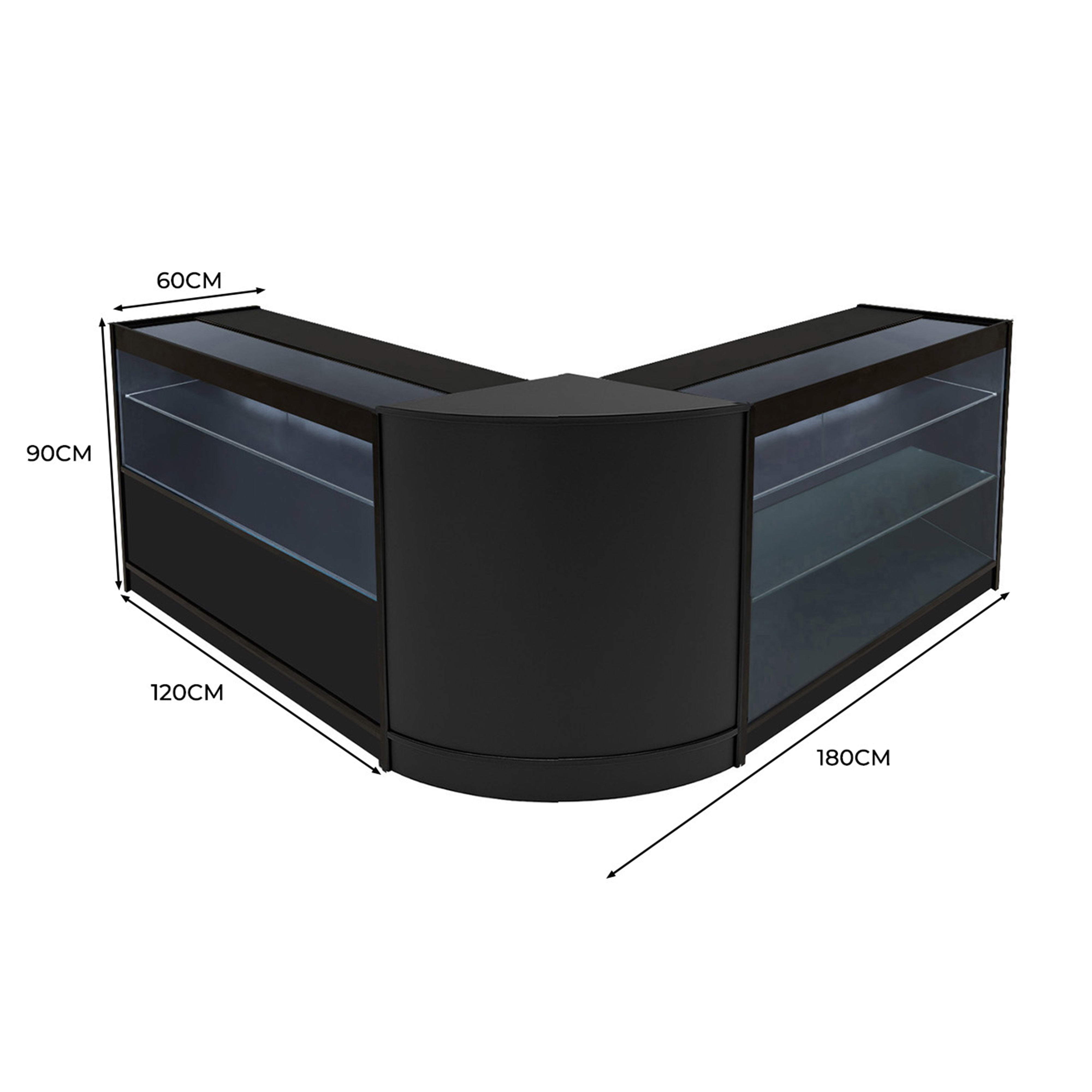 Q-Rax Set Bancone Hera LED Nero K1200 C1200 CM60
