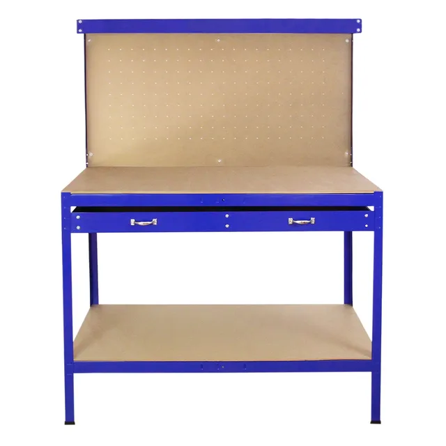 Q-Rax Banco Lavoro Blu 120cm con Pannello 40 Ganci Cassetto