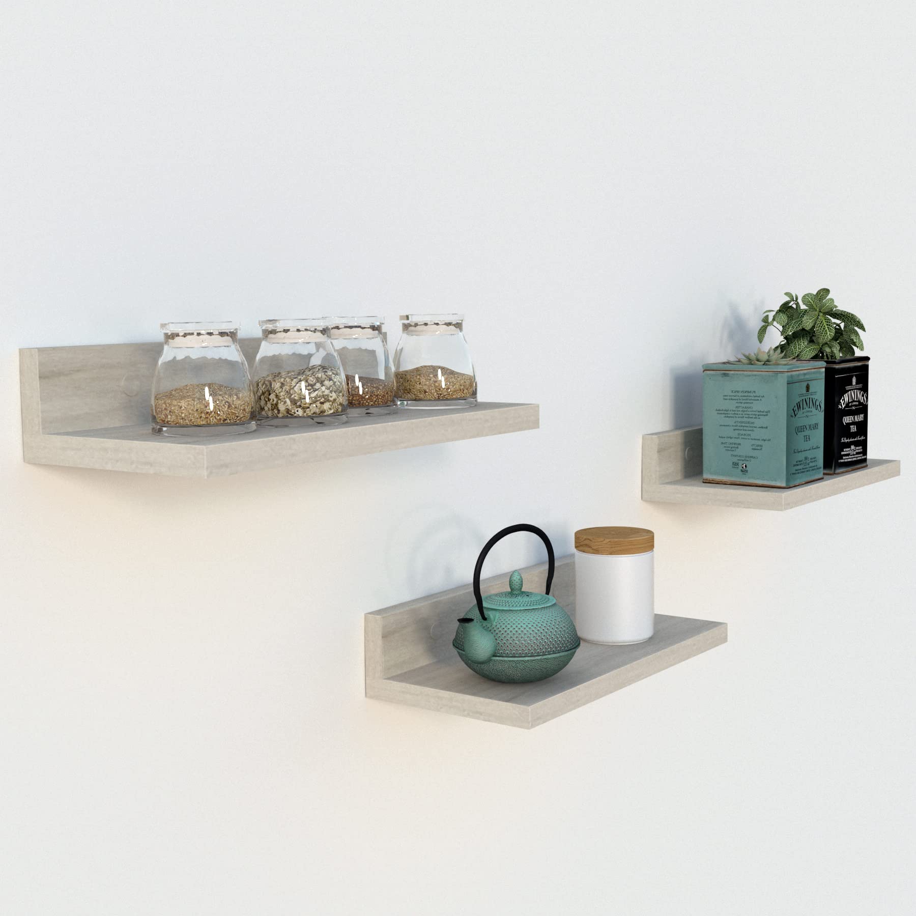 Henor Set 3 mensole legno 35x17 cm quercia Stel