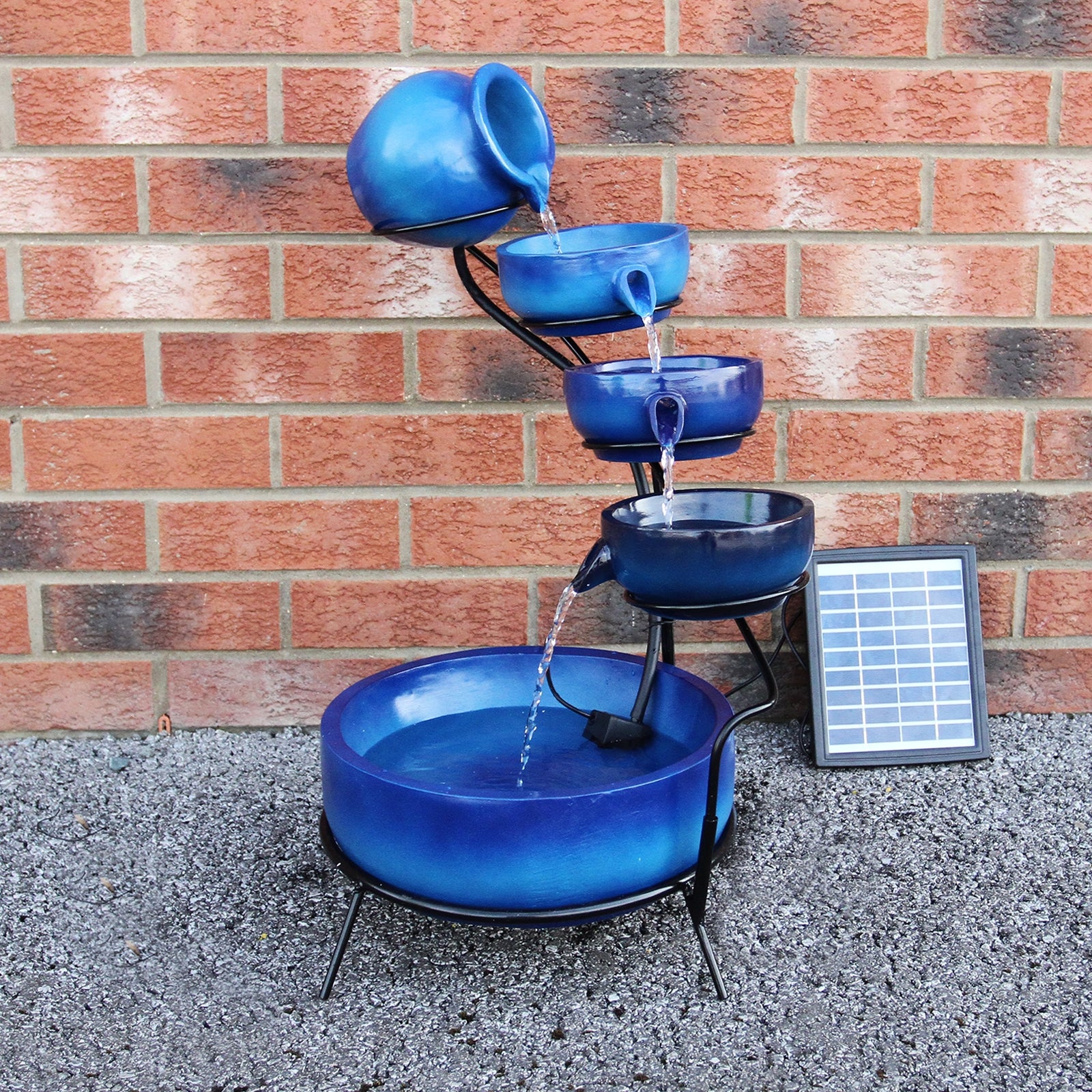 Q-Rax Accessori Casa Fontana Solare a Cascata Blu 56cm