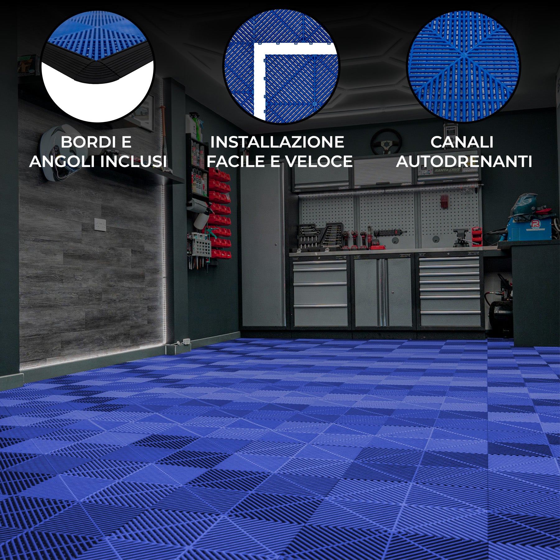 Q-Rax Piastrelle Ventilate Garage 120 blu 3,2x6 m