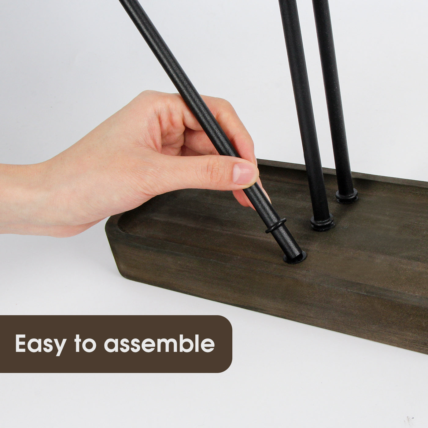 Jackcube Design Albero Portagioie Metallo Nero con Vassoio Legno