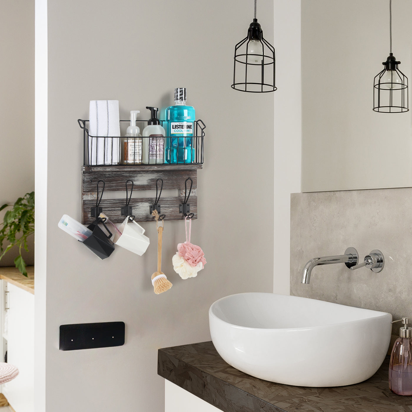 Jackcube Design Entryway Mensola Ingresso 4 Ganci Cesto
