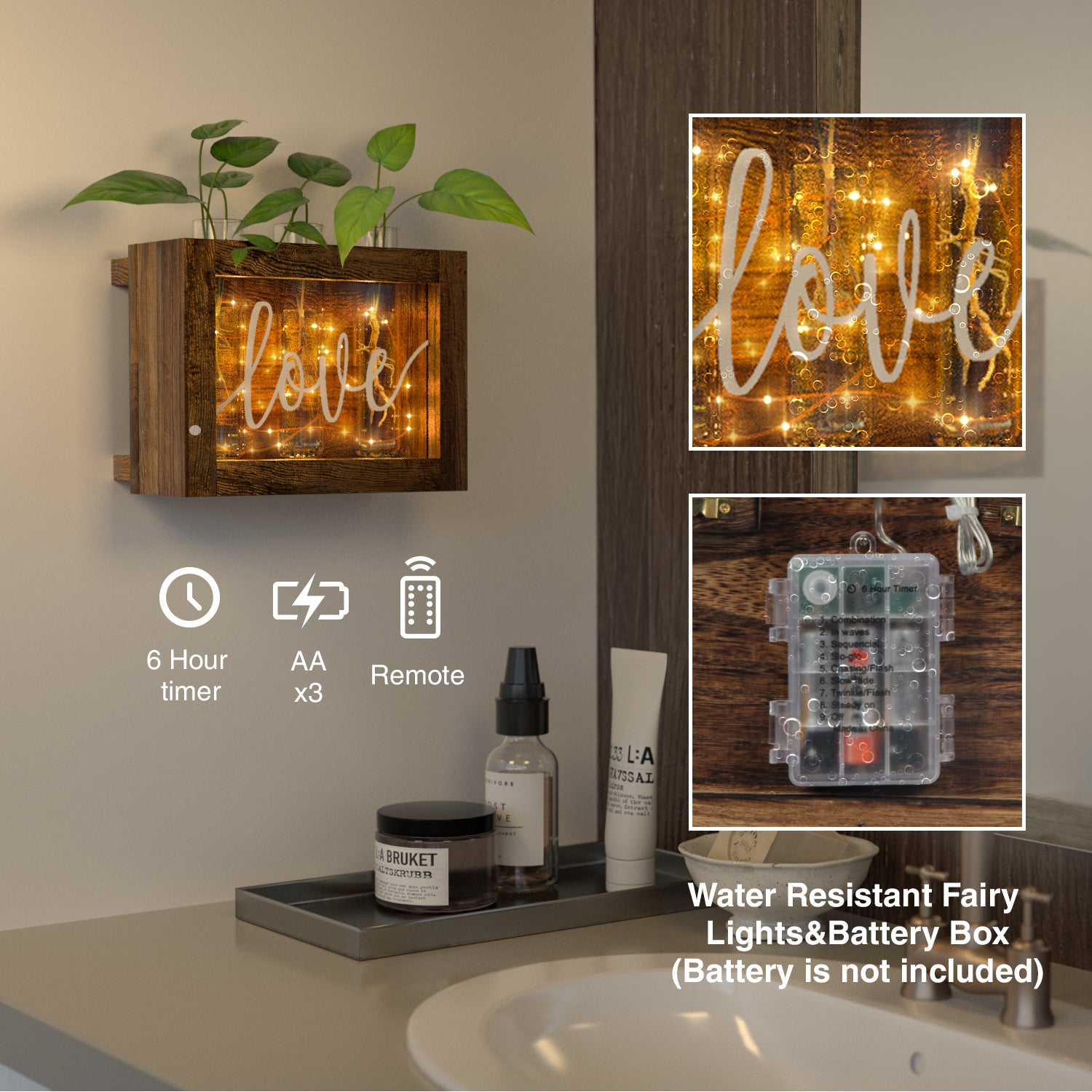Jackcube Design Plant Vasetti Vetro 3 Pezzi con LED