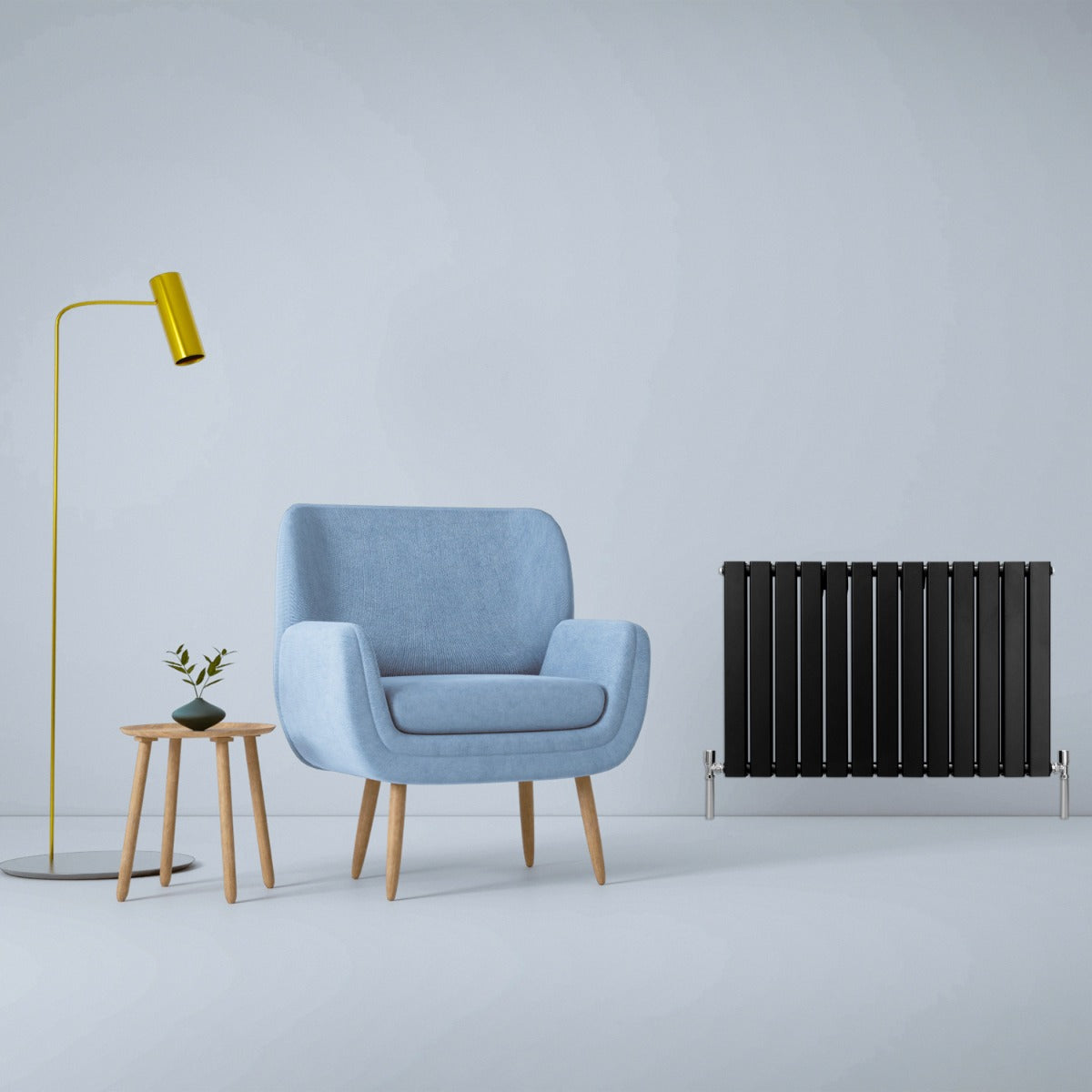 Q-Rax Radiatore Piatti Nero Opaco 60x91cm Acciaio