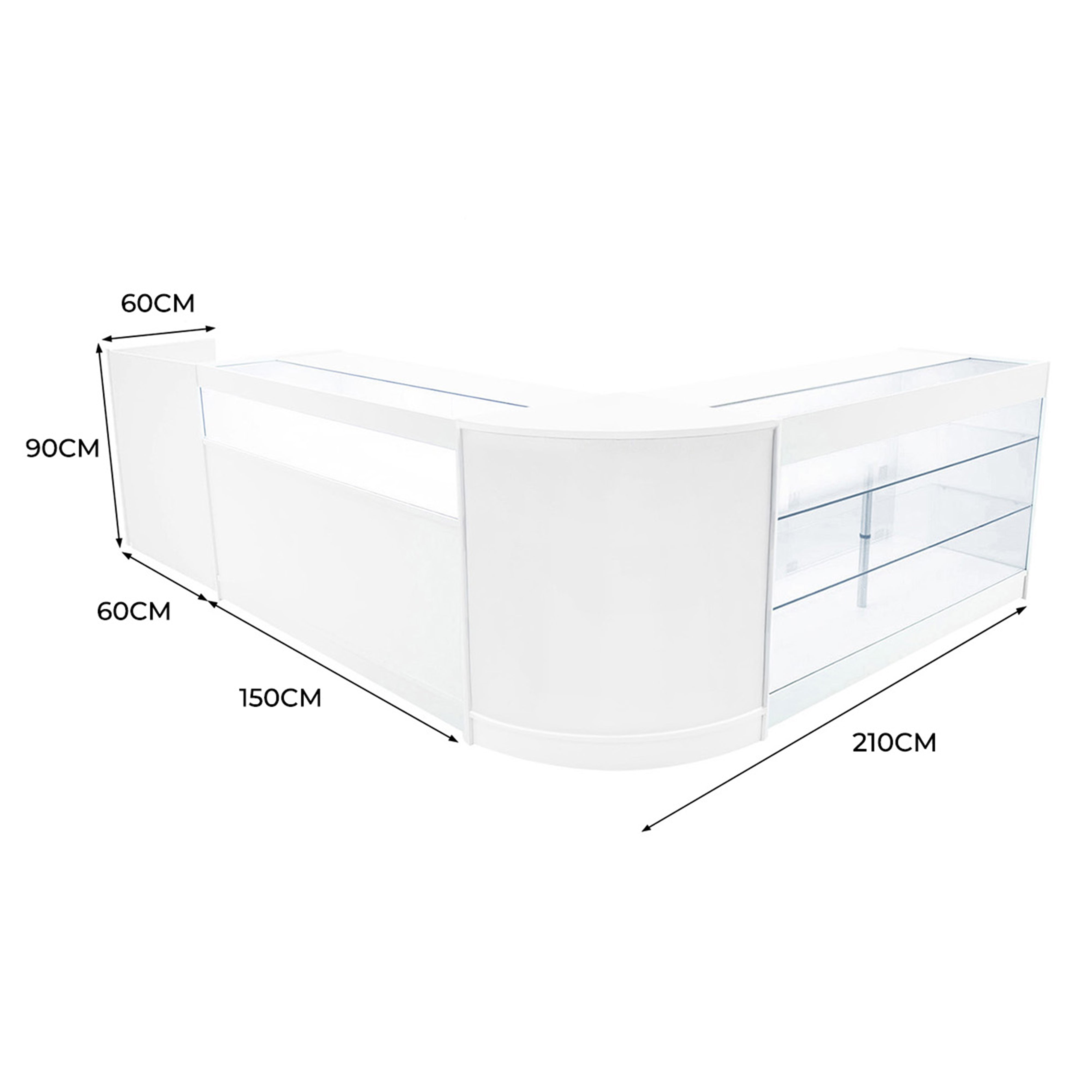 Q-Rax Banconi da Negozio Set Polaris LED Bianco K1500 B1500 TB60 CM60