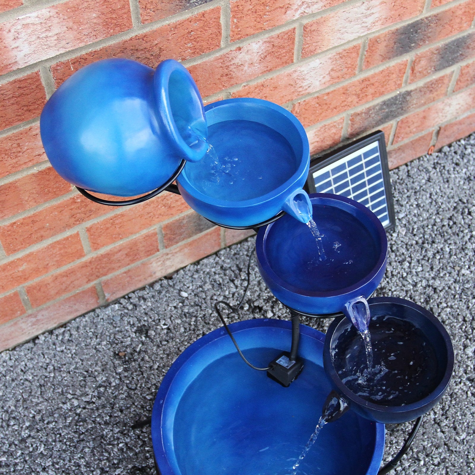 Q-Rax Accessori Casa Fontana Solare a Cascata Blu 56cm