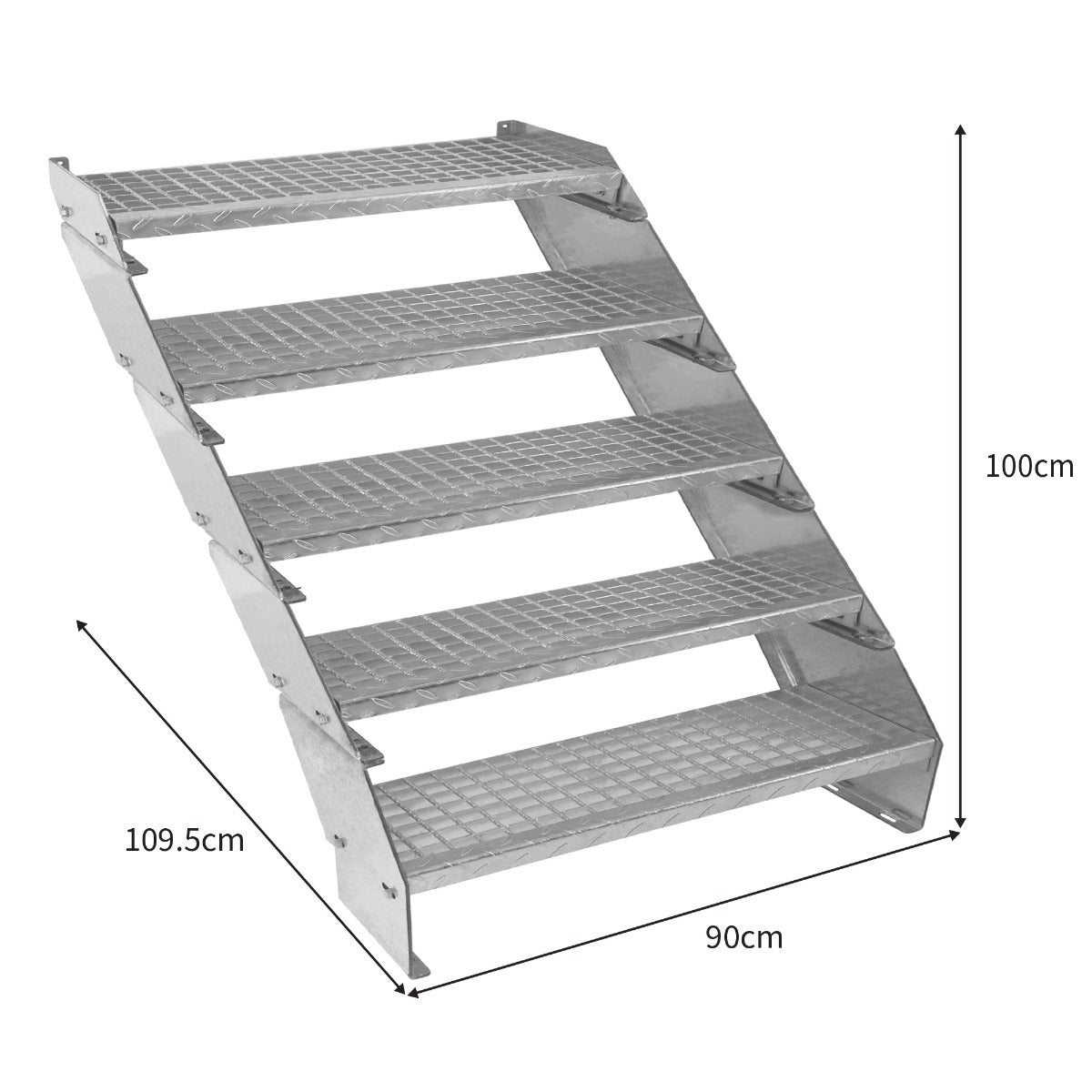Q-Rax Scala Zincata Regolabile 5 Gradini Larghezza 900mm