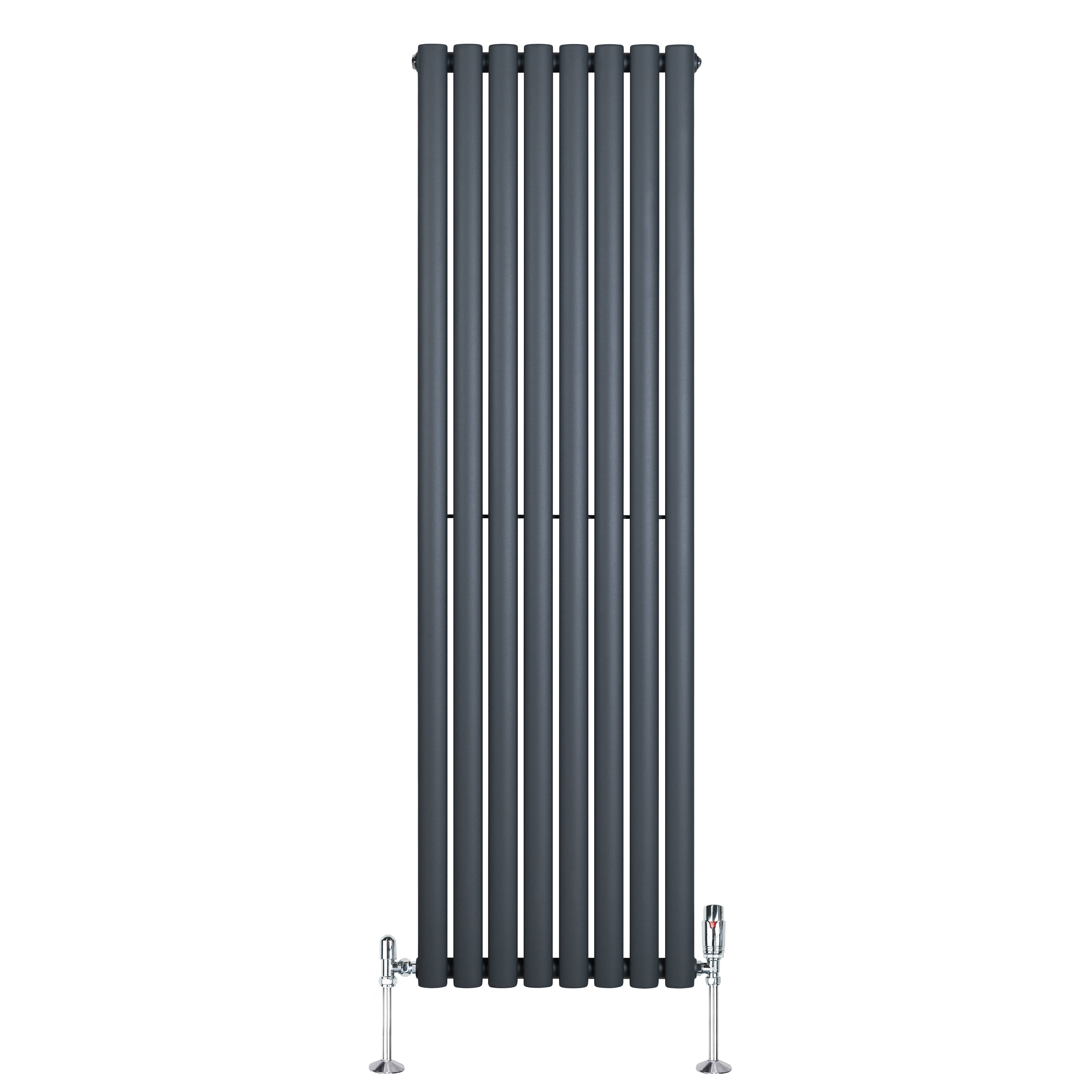 Q-Rax Radiatori Ovale 1600x480mm Antracite con Valvole