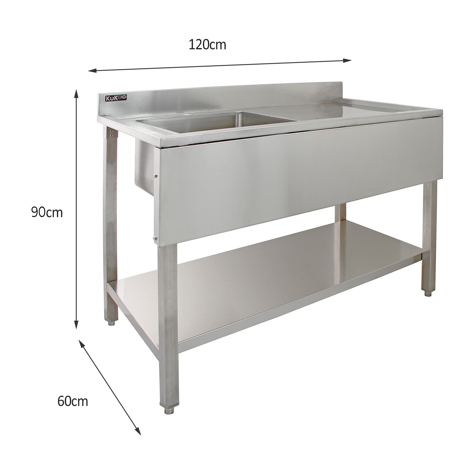 Q-Rax Ristorazione Lavandino 1 Vasca Acciaio 120cm Sgocciolatoio