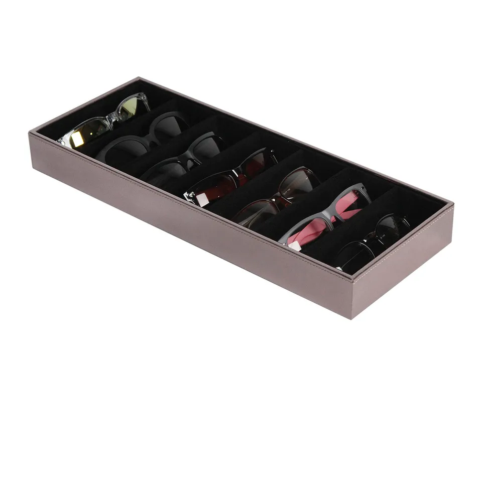 Jackcube Design porta occhiali pelle argento 7 scomparti