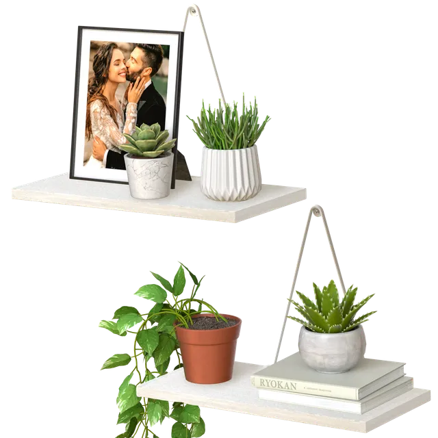 Jackcube Design Living Room Mensola Sospesa Bianco Rustico Set 2