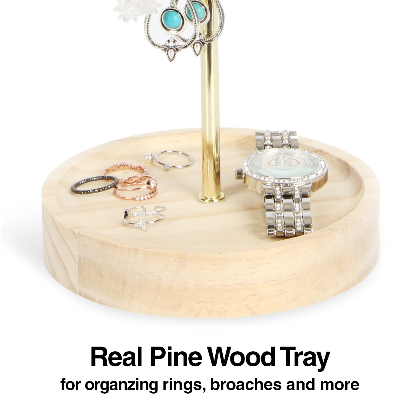 Jackcube Design Makeup & Jewelry albero gioielli oro con vassoio legno