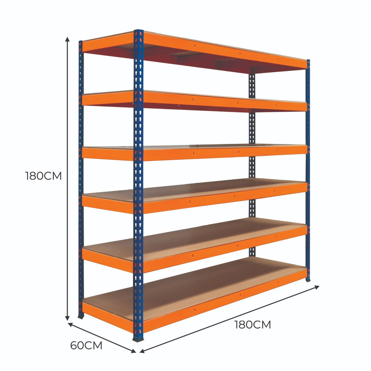 Q-Rax S-Rax Scaffalatura 6 Ripiani 180x180x60 cm