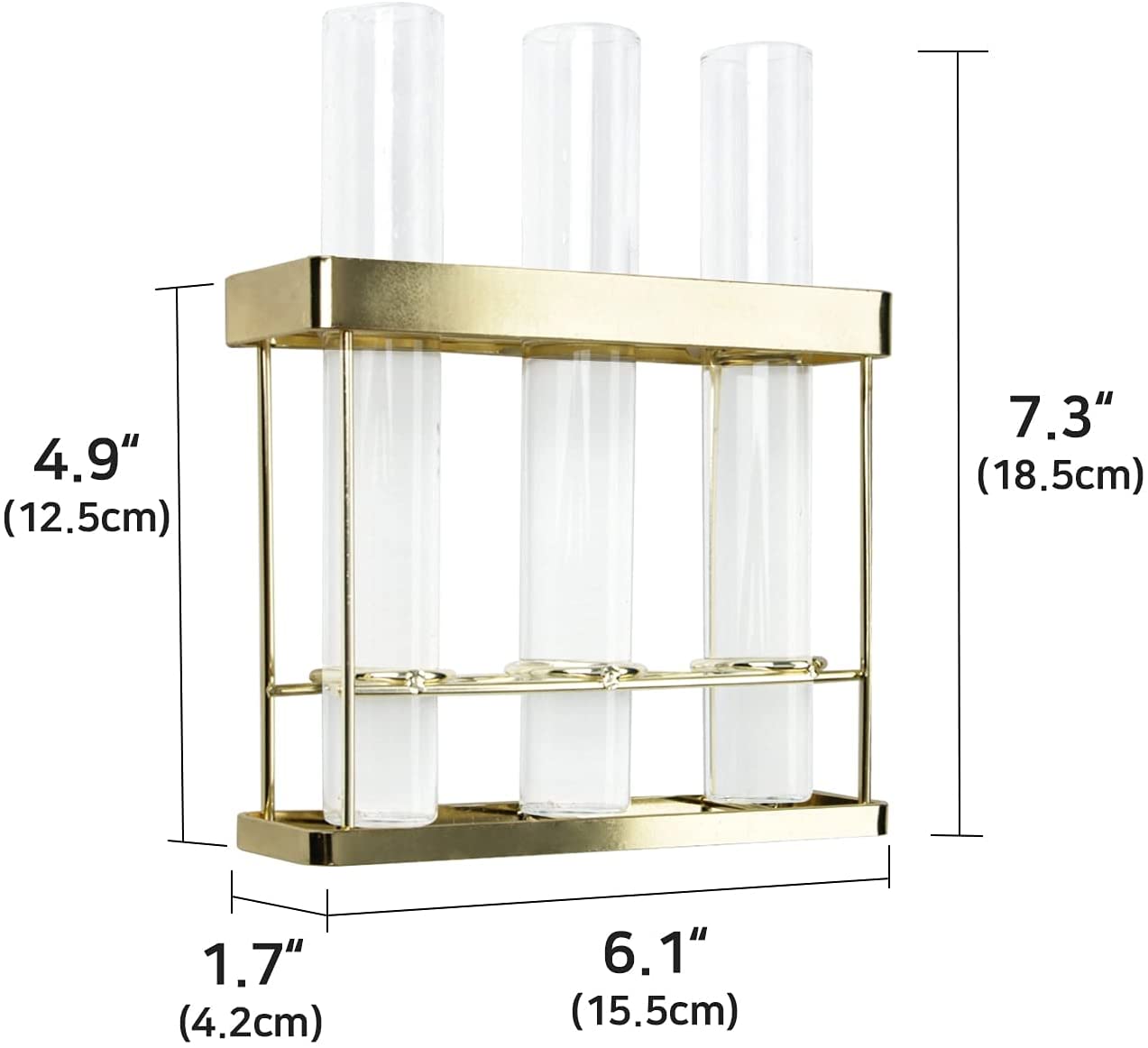 Jackcube Design Plant Wall Hanging fioriera 3 tubi vetro oro