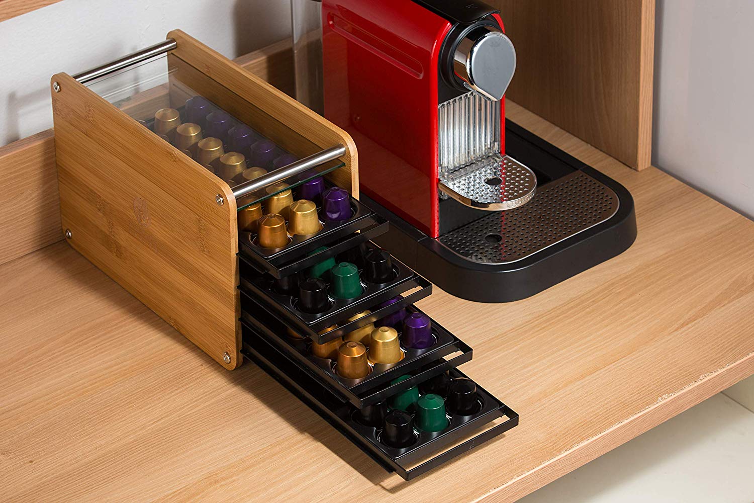 Jackcube Design Kitchen Portacapsule Bambù 4 Cassetti 84 Capsule