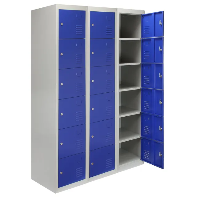 Q-Rax 3 Armadietti Metallo 6 Porte Blu 180cm