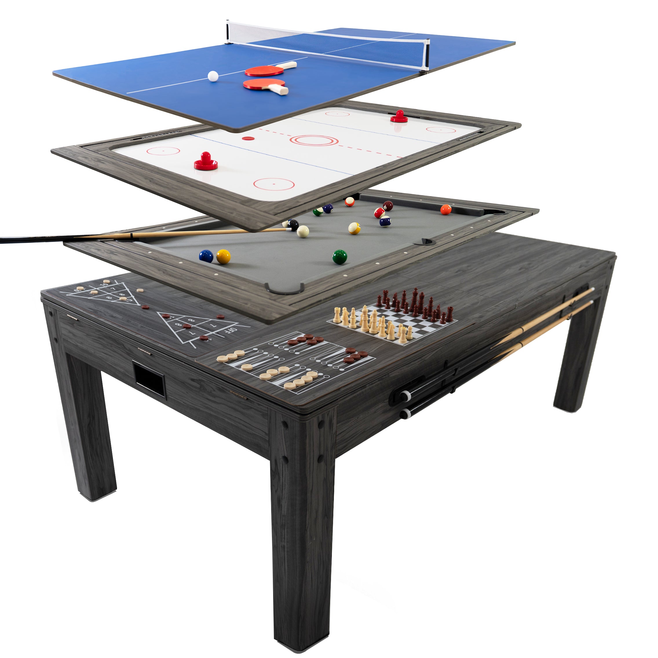 Q-Rax Accessori casa Tavolo Multigioco 7-in-1 213cm Grigio