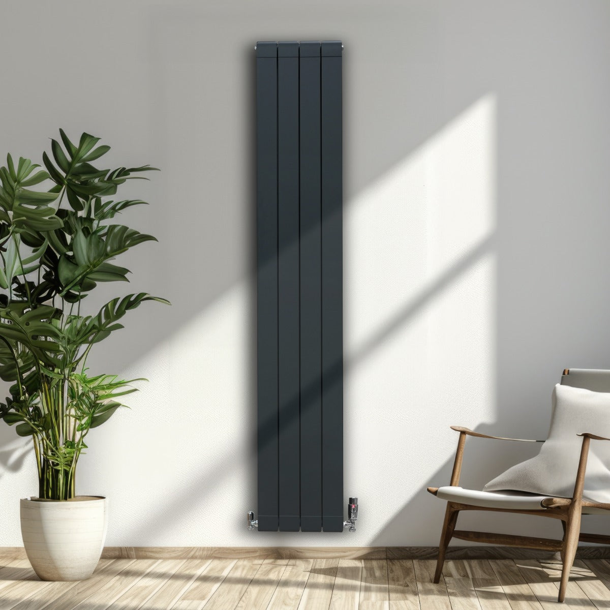 Q-Rax Radiatore Alluminio 1800x315 Antracite Valvole