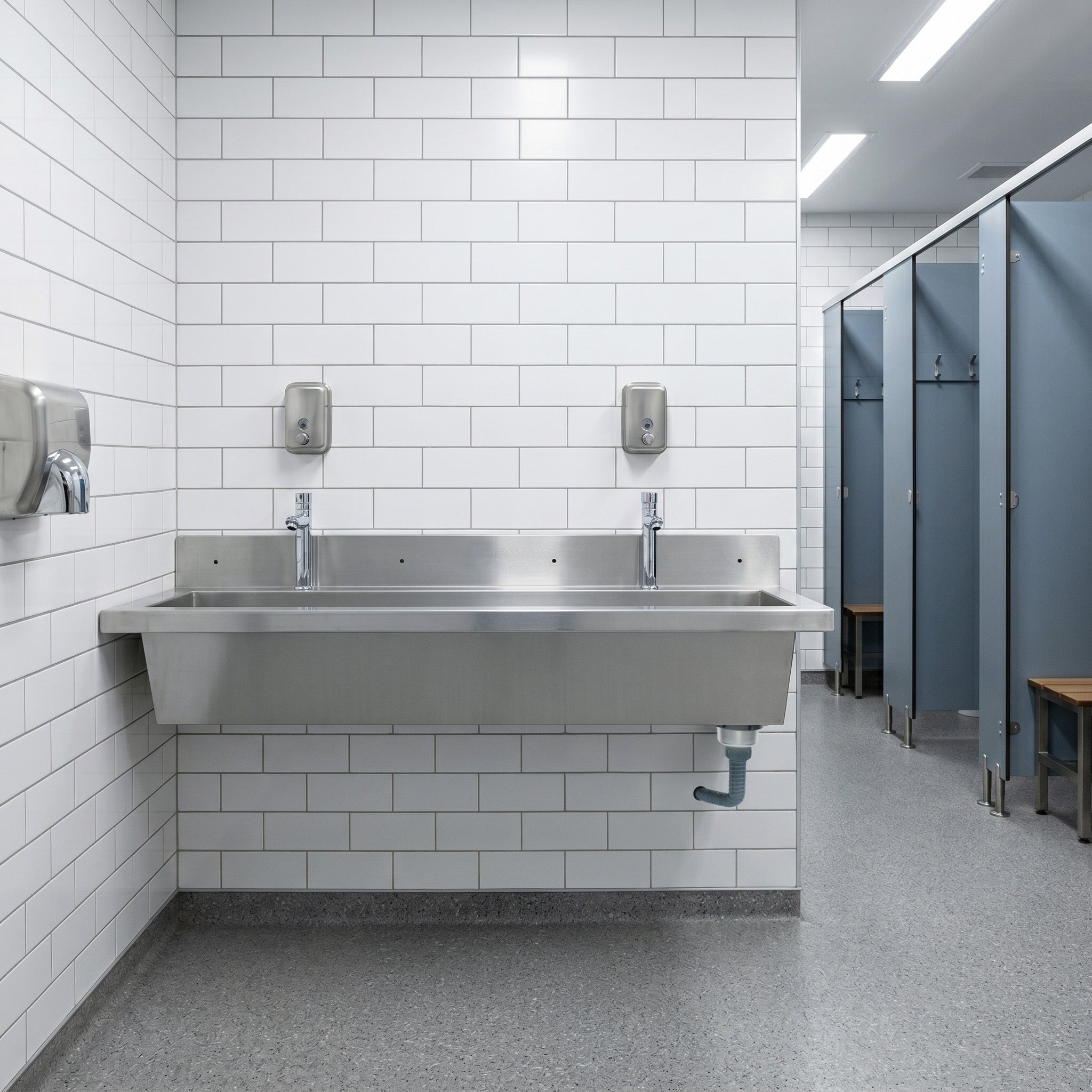 Q-Rax Lavabo Acciaio Inox 120 cm da Parete con Miscelatore