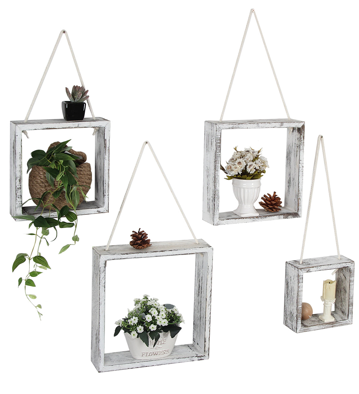 Jackcube Design Living Room set 4 mensole quadrate bianche parete