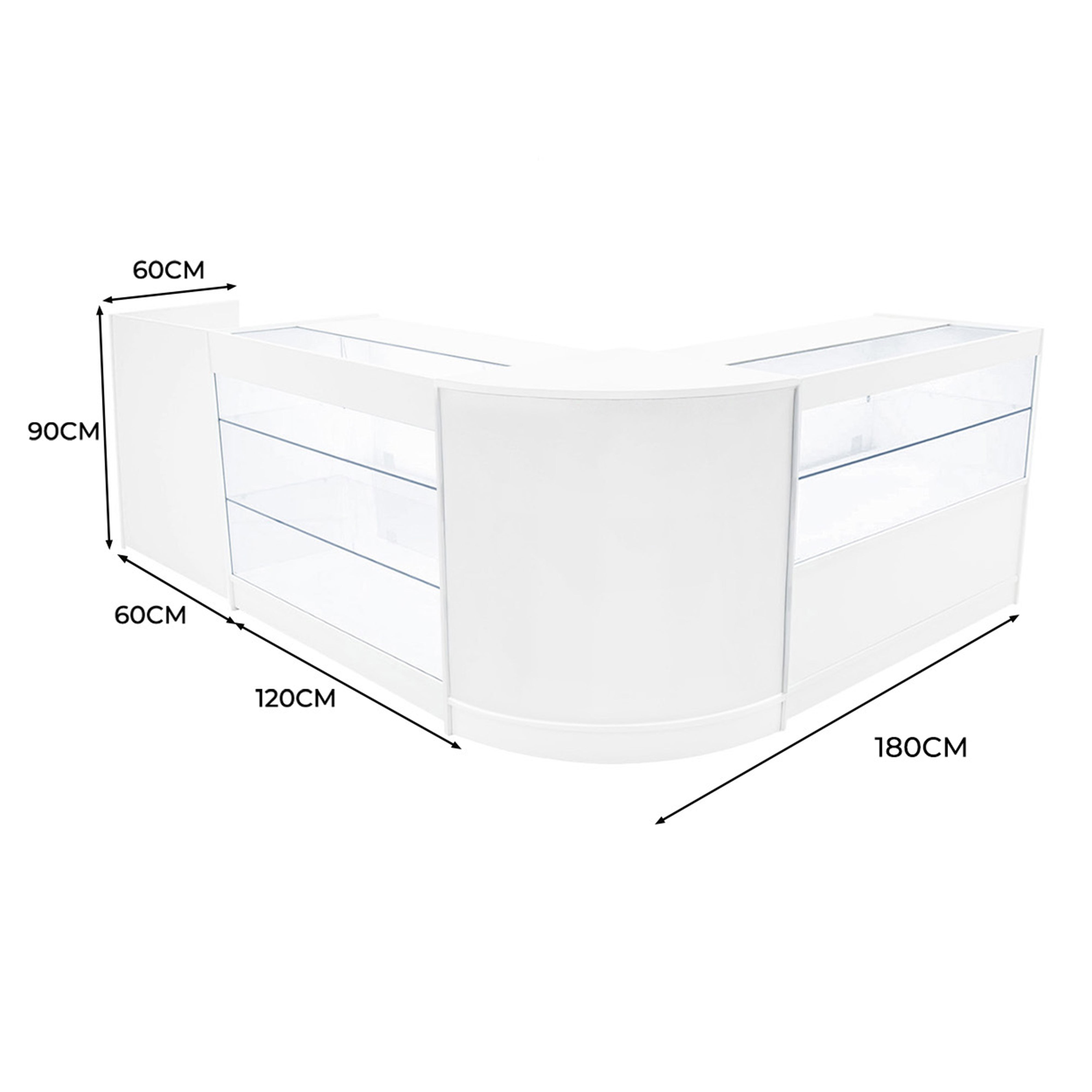 Q-Rax Vega Set Banconi Negozio Bianchi LED 4 Pezzi