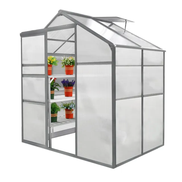 Q-Rax Deposito all'Aperto Serra Giardino Grigia 1,8x1,2m Alluminio