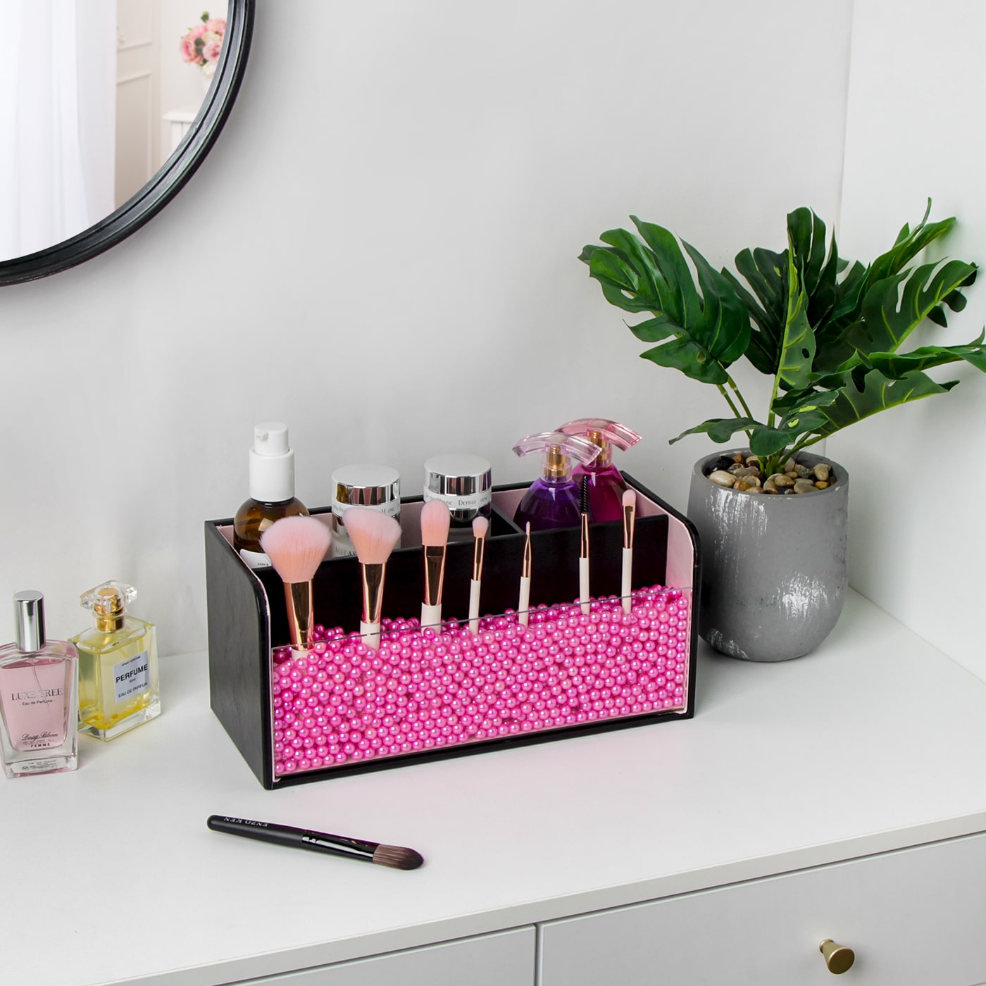 Jackcube Design Makeup Organizer Trucchi Nero Perle Rosa