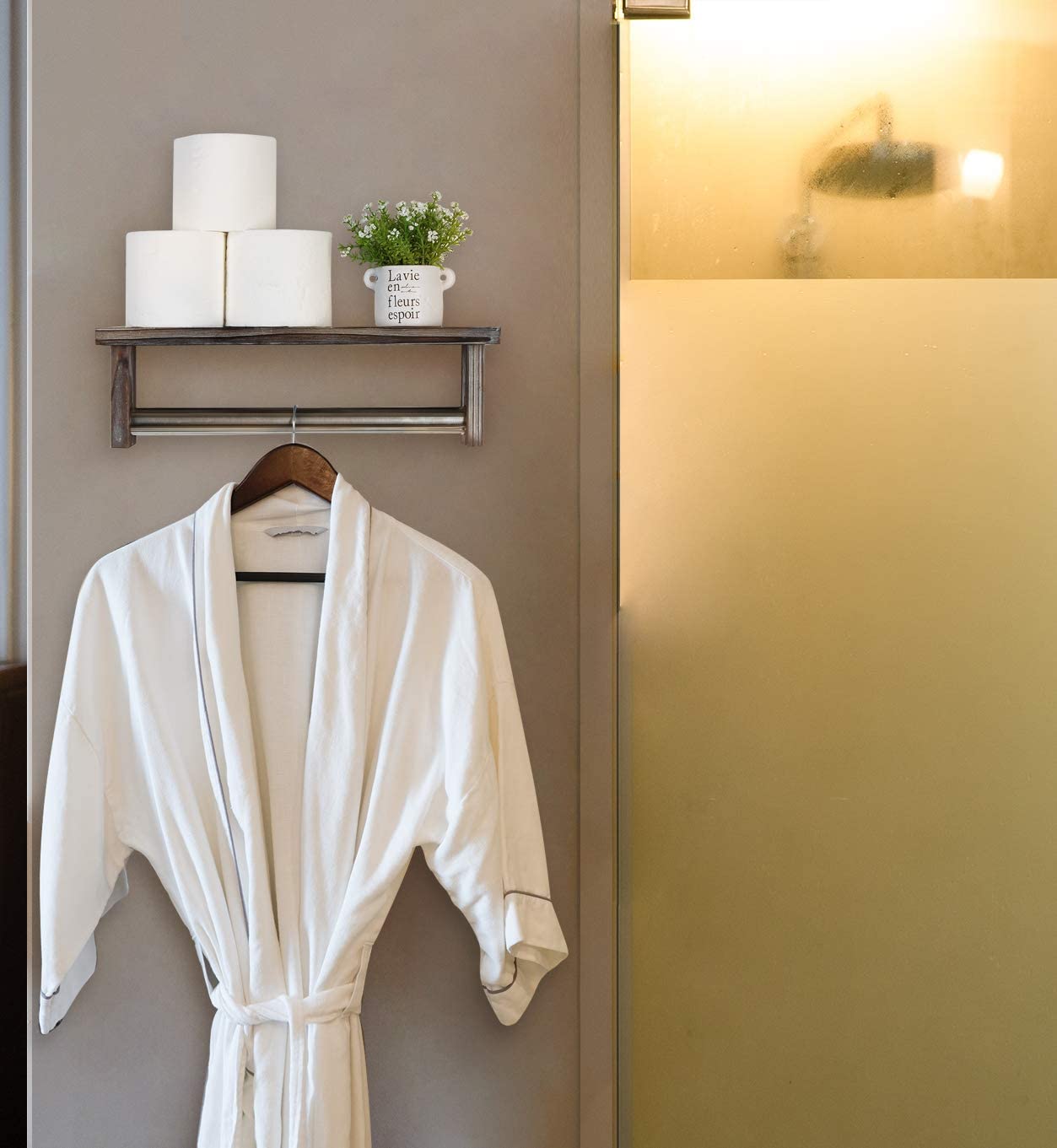 Jackcube Design Bathroom Porta Asciugamani Parete Legno con Mensola